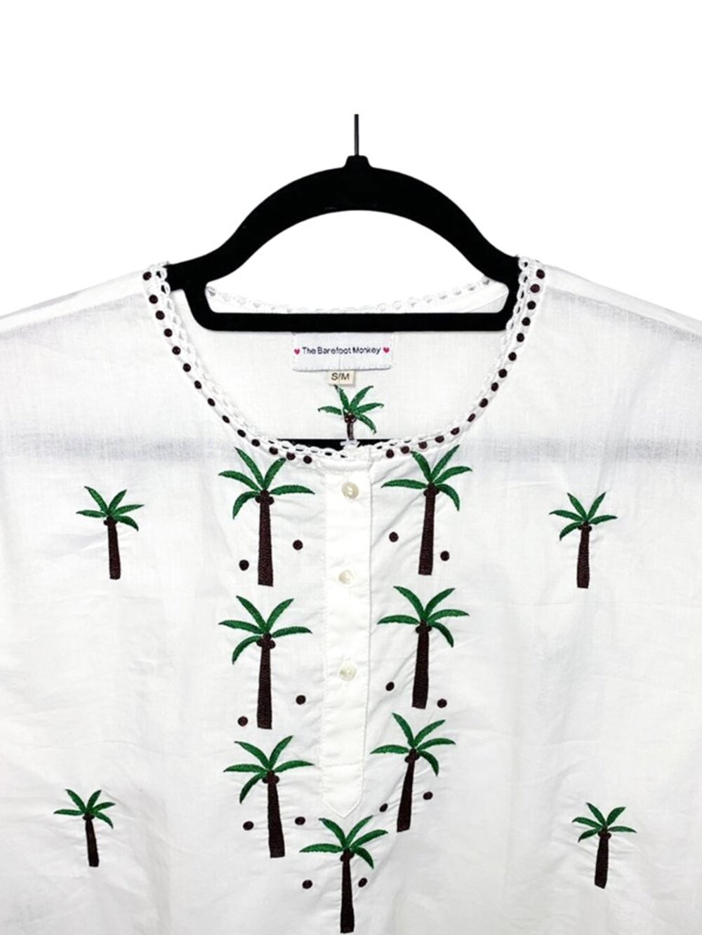 THE BAREFOOT MONKEY Embroidered Palm Tree Popover Top - Picture 4 of 8